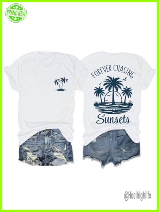 Tops - Forever Ch Sunsets T-Shirt Womens Hawaiian Beach Tropical Tee